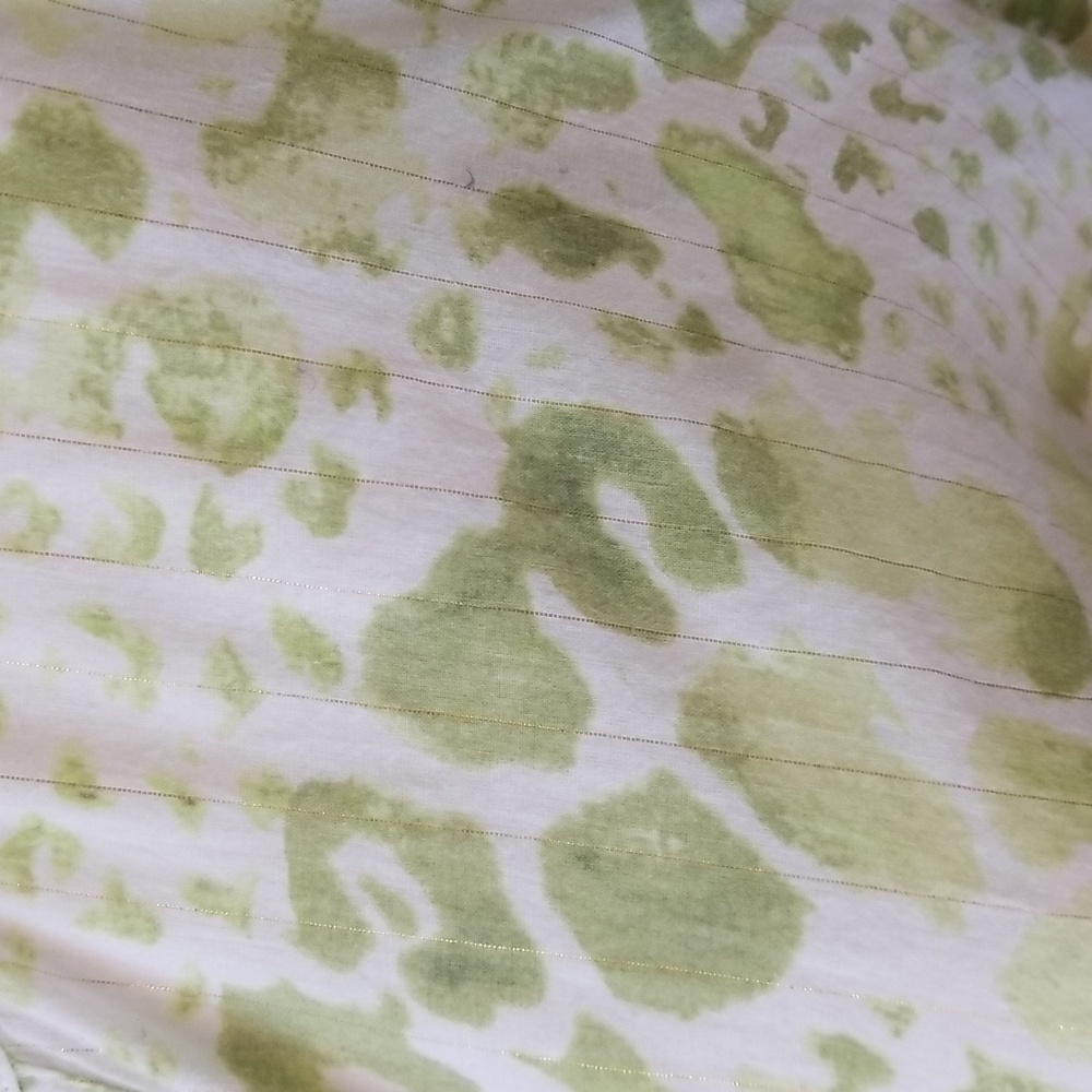 Additions By Chico's White 3/4 Sleeves With Green Animal Print Size 12 - Picture 4 of 5